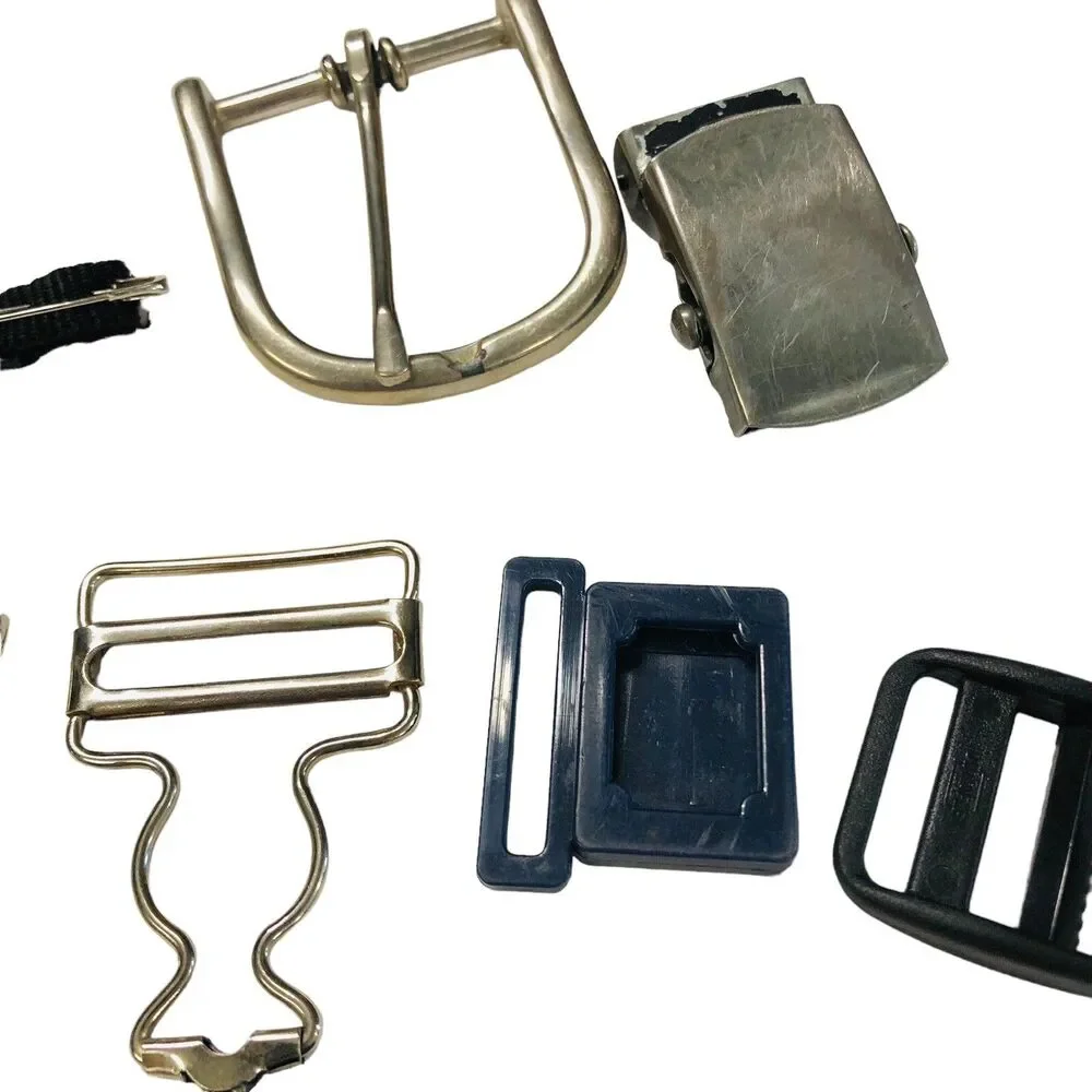 Belt Buckles Scarf Slides Vintage Lot of 39 Metal Plastic Cloth